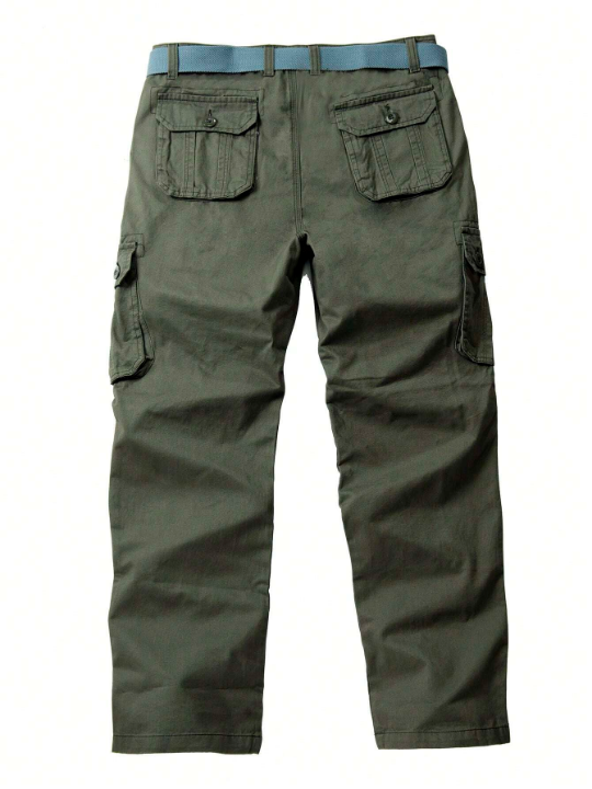 Men Flap Pocket Cargo Pants Without Belt