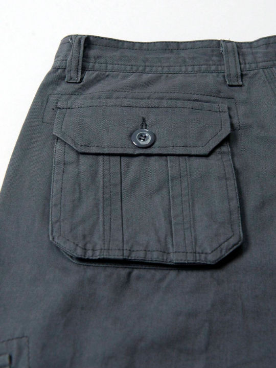 Men Flap Pocket Cargo Pants Without Belt