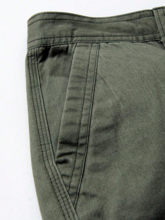 Men Flap Pocket Cargo Pants Without Belt