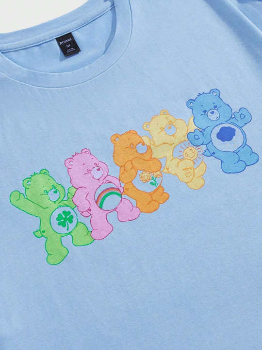 ROMWE X Care Bears Men Cartoon Graphic Drop Shoulder Tee