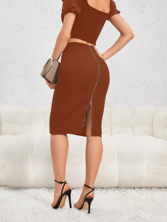 Priv Zip Back Pencil Skirt