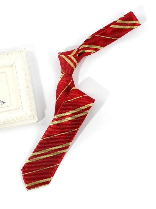 1pc Men's Stylish Red Diagonal Striped Simple Necktie Suitable For Daily Wear & Cosplay