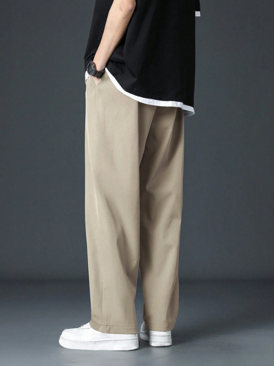 Men Drawstring Waist Straight Leg Pants