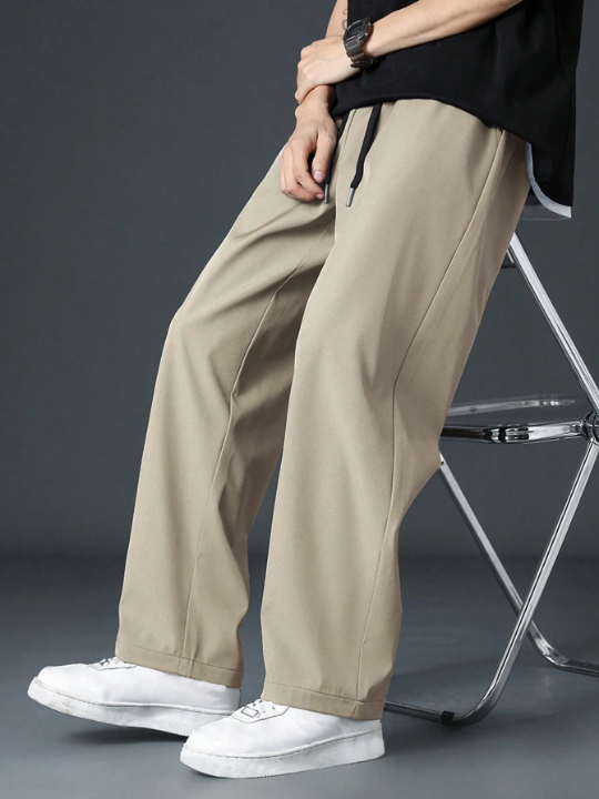 Men Drawstring Waist Straight Leg Pants