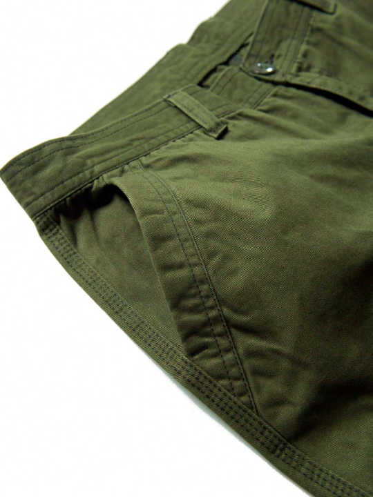 Men Flap Pocket Side Cargo Pants Without Belt