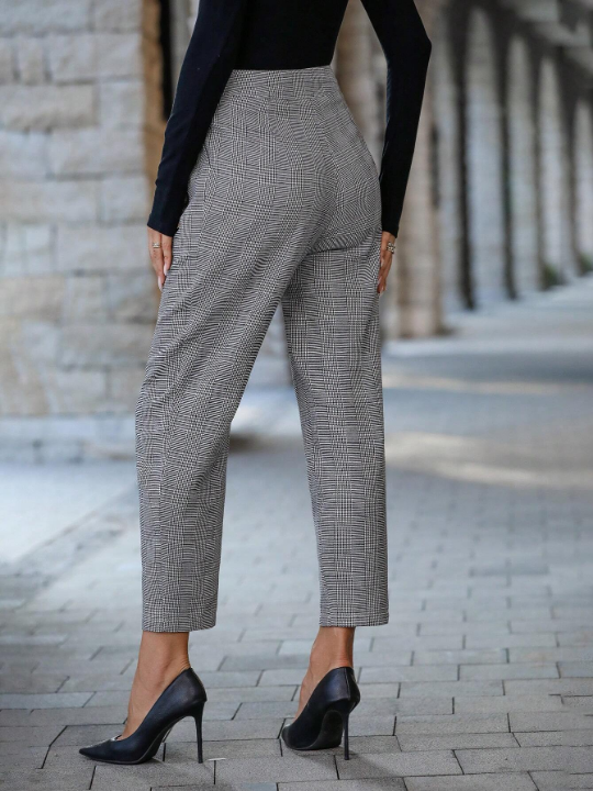 Plaid Print Slant Pocket Pants