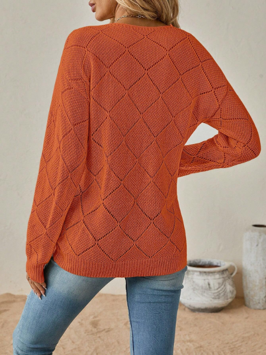 LUNE Solid Pointelle Knit Sweater