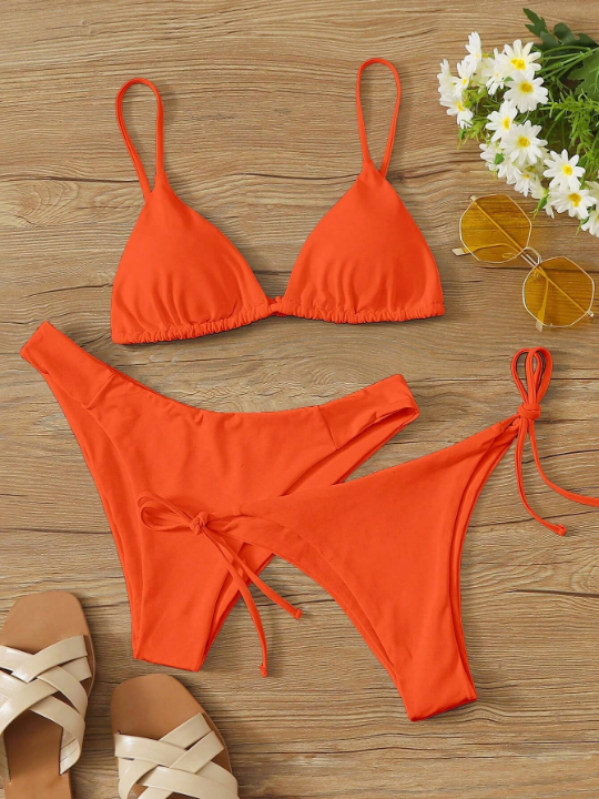 Swim Basics Triangle Tie Side Bikini Swimsuit