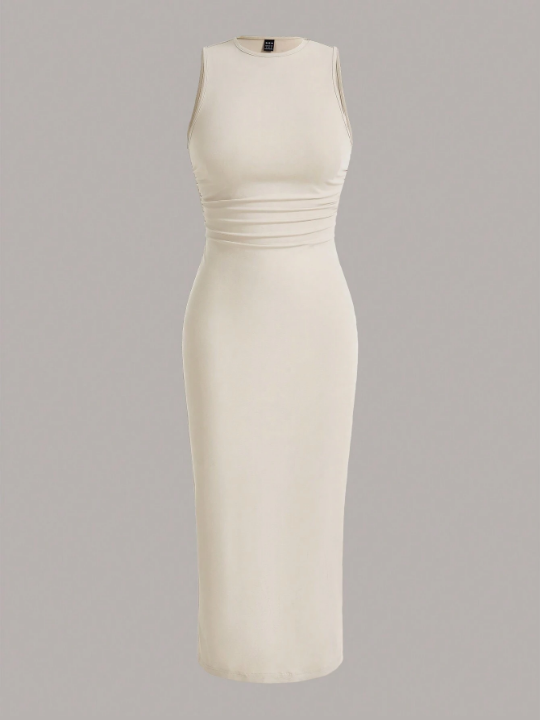 EZwear Solid Ribbed Knit Bodycon Dress