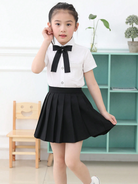 Tween Girl Solid Pleated Skirt