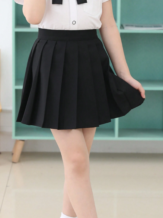 Tween Girl Solid Pleated Skirt