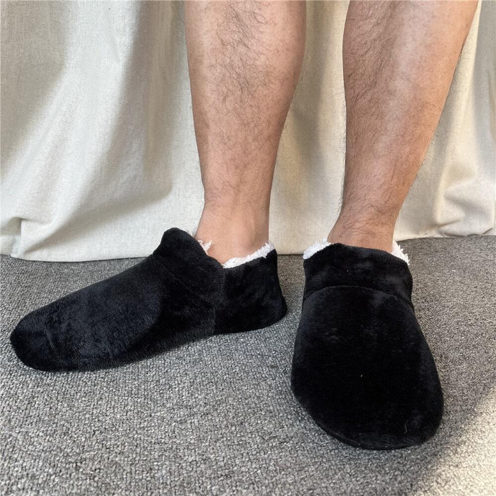 Men's Winter Warm, Non-slip, Plus Velvet And Soft Sole Slippers Socks Packaged With Slippers And Suitable For Household Use