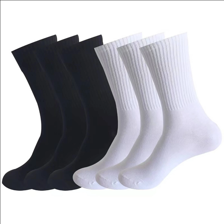 6pairs Women's Black&white Color Ins Style Breathable Mid-calf Socks For Couple