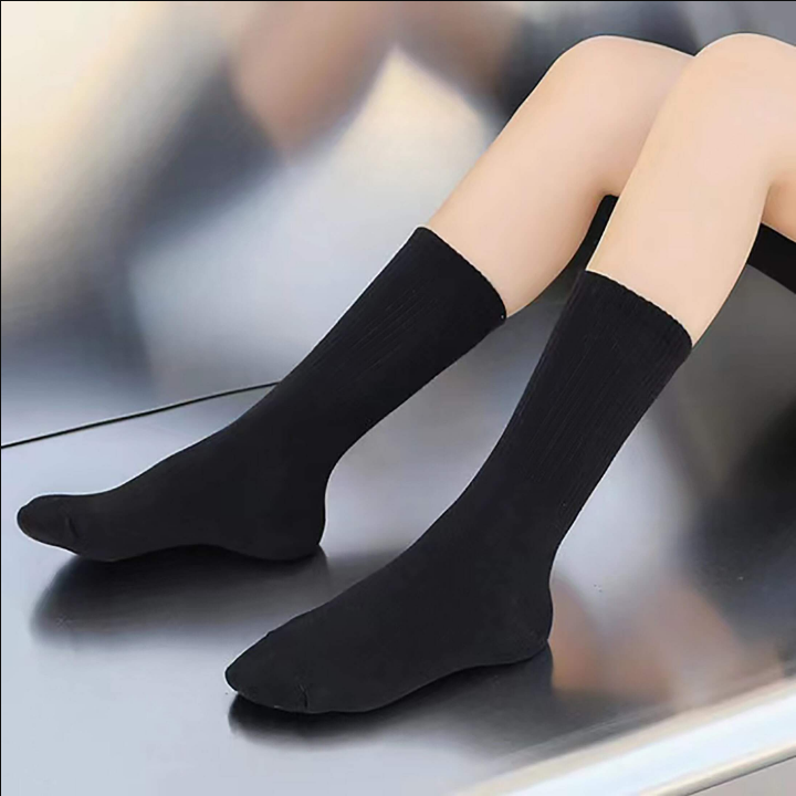 6pairs Women's Black&white Color Ins Style Breathable Mid-calf Socks For Couple