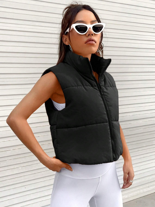 EZwear Zip Up Sleeveless Puffer Vest Coat