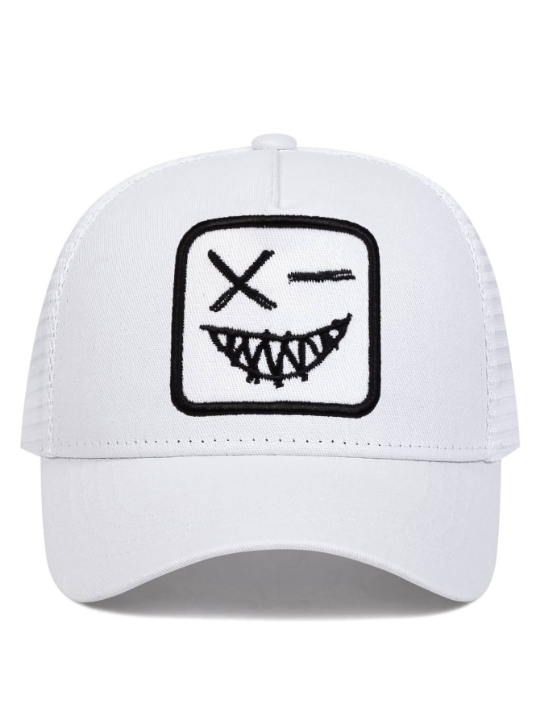 1pc Men's Embroidered Ghost Face Baseball Cap With Adjustable Strap, Outdoor Sun Protection Hat For Spring/summer