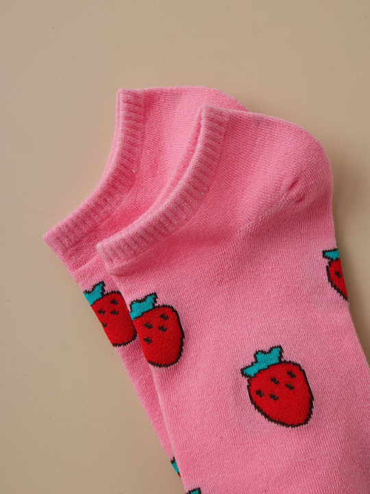 8 Pairs/set Women's Fruit Patterned Casual Short Socks