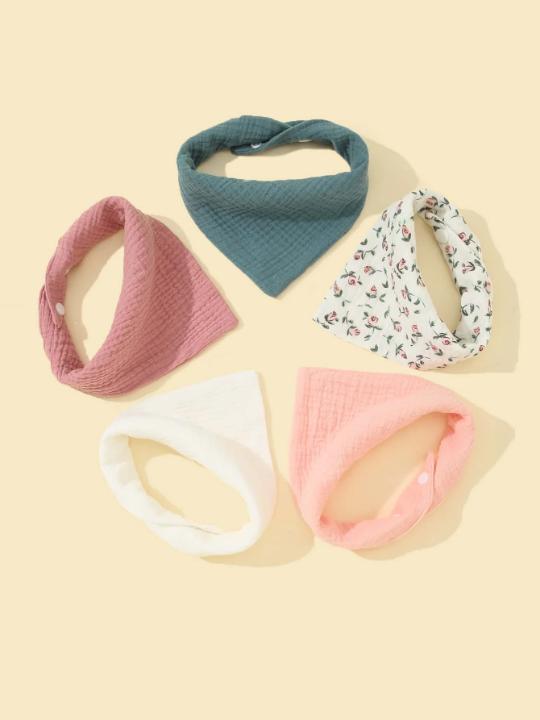 5pcs Muslin Baby Bibs