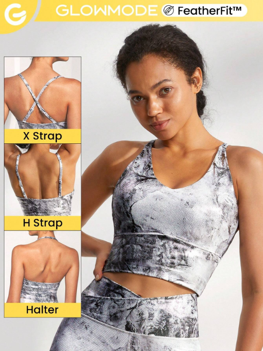 GLOWMODE FeatherFit Halter Sports Bra Light Support