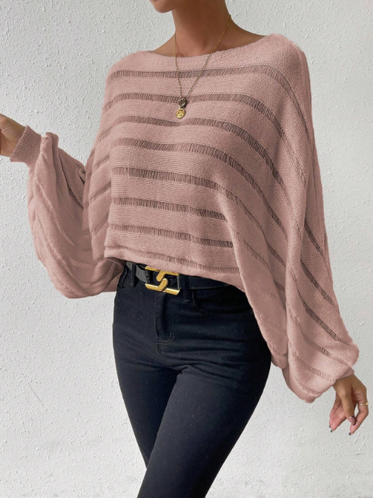 Essnce Batwing Sleeve Pointelle Knit Sweater