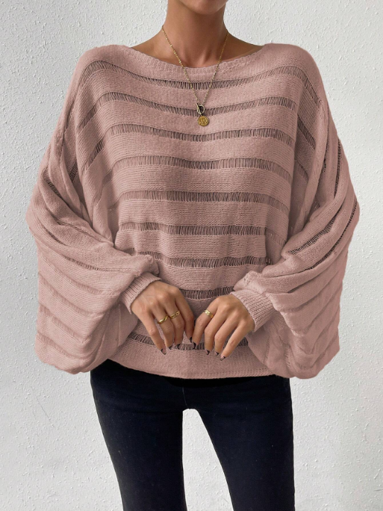 Essnce Batwing Sleeve Pointelle Knit Sweater