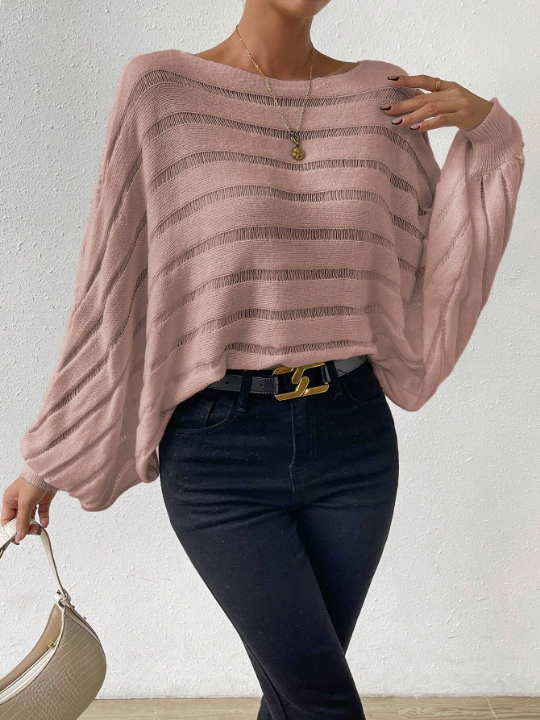 Essnce Batwing Sleeve Pointelle Knit Sweater