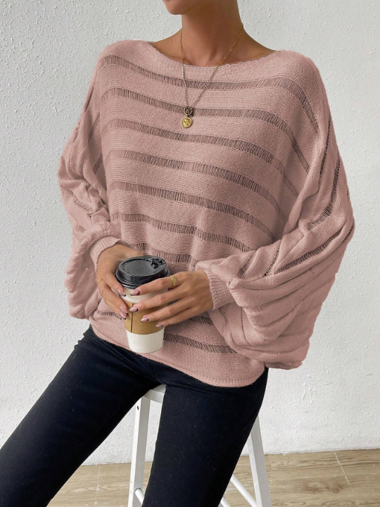 Essnce Batwing Sleeve Pointelle Knit Sweater