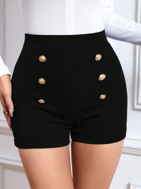 Priv High Waist Button Detail Shorts