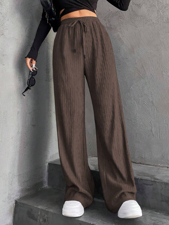 Solid Wide Leg Pants