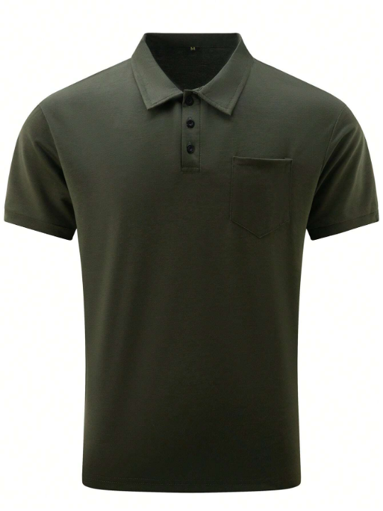 Men Solid Pocket Patched Polo Shirt