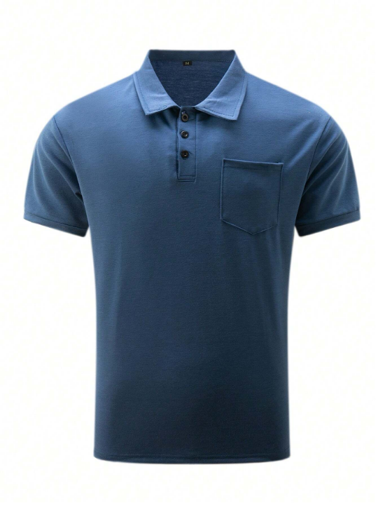 Men Solid Pocket Patched Polo Shirt