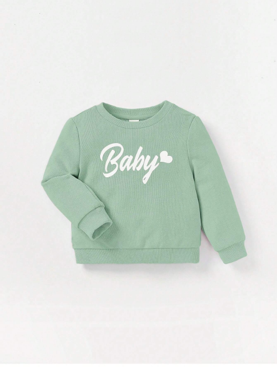 Cozy Cub Baby Girl Letter Graphic Sweatshirt & Sweatpants