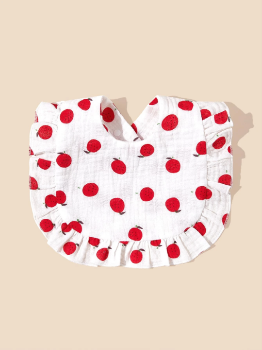 2pcs Baby Bibs With Ruffle Edge Decor