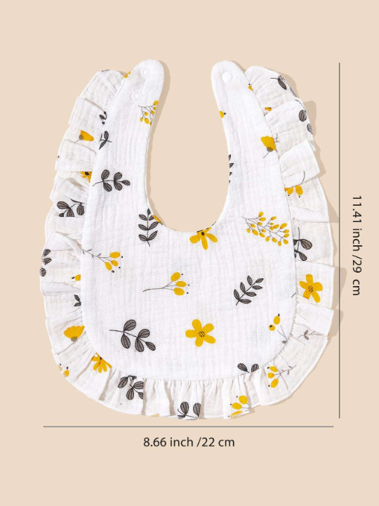 2pcs Infant Bib With Ruffle Trim Decoration