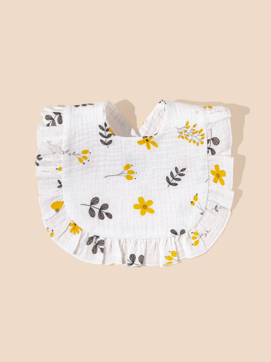 2pcs Infant Bib With Ruffle Trim Decoration