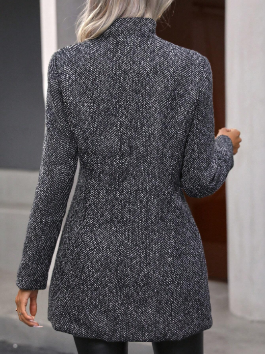 Marled Knit Open Front Overcoat