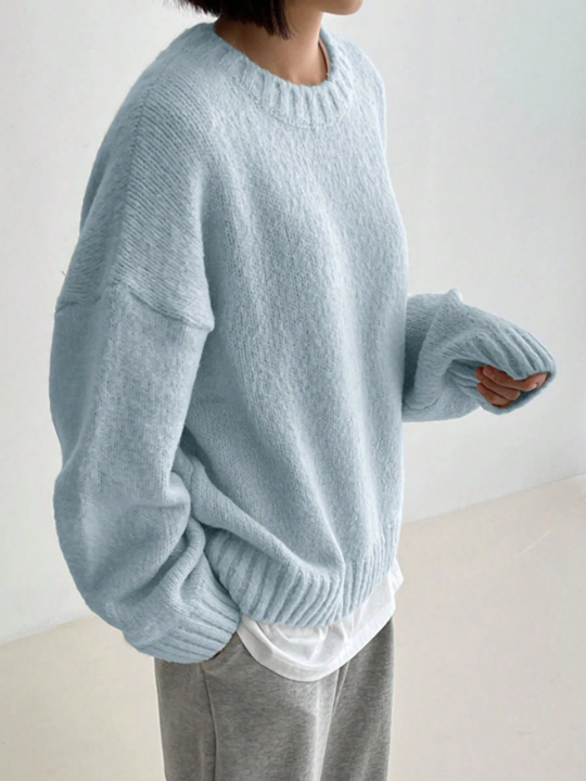 DAZY Solid Drop Shoulder Sweater Without Tee