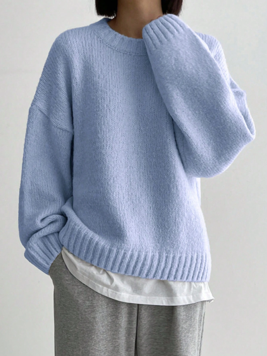 DAZY Solid Drop Shoulder Sweater