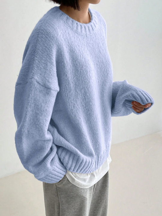 DAZY Solid Drop Shoulder Sweater