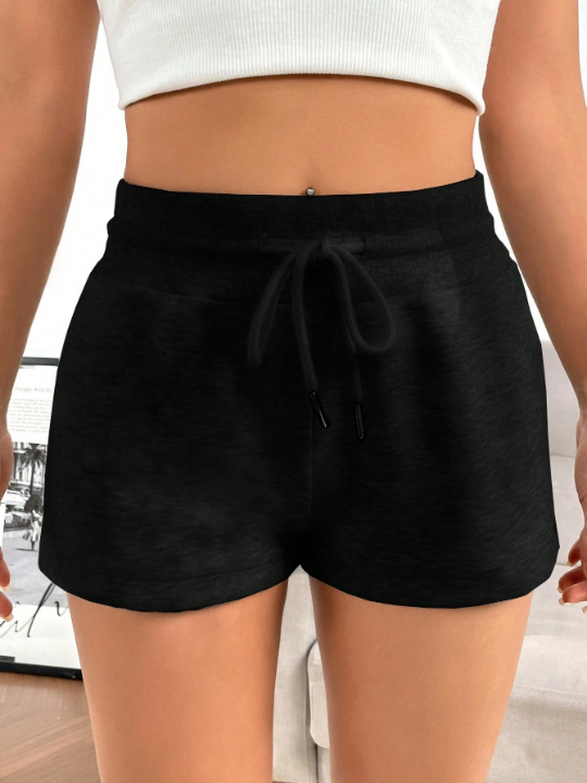 EZwear Drawstring Waist Slant Pocket Shorts