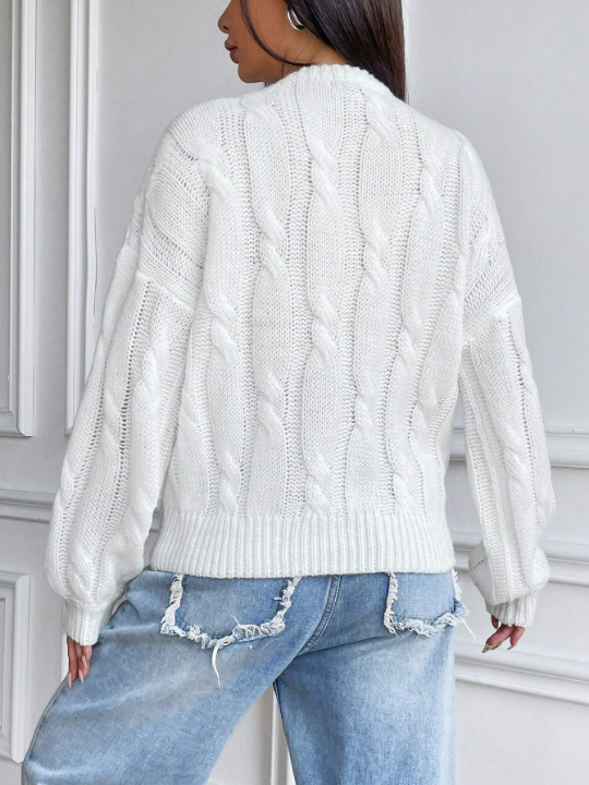 Cable Knit Drop Shoulder Sweater