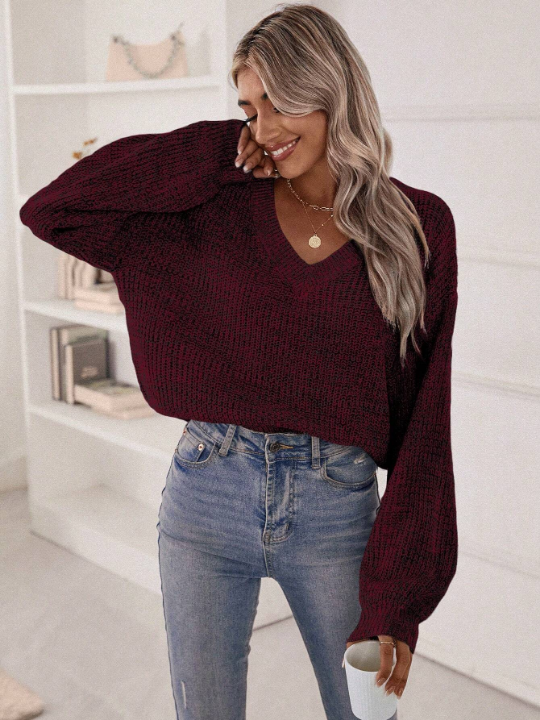 Essnce V Neck Drop Shoulder Sweater