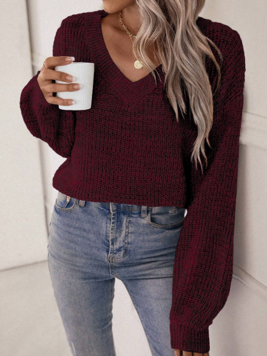 Essnce V Neck Drop Shoulder Sweater