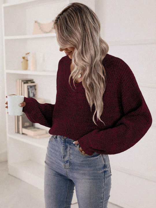 Essnce V Neck Drop Shoulder Sweater