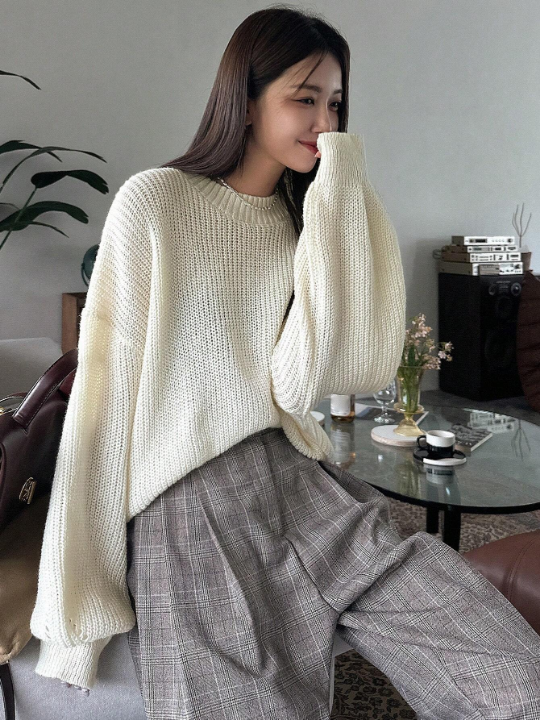 DAZY Solid Drop Shoulder Sweater