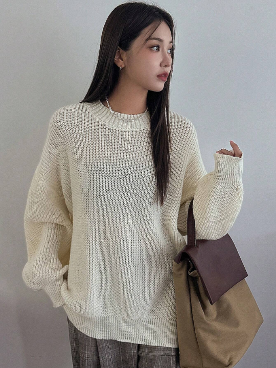 DAZY Solid Drop Shoulder Sweater