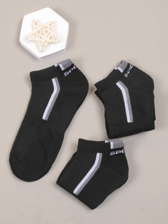 5pairs Thin Black Sweat-absorbent Sports Socks