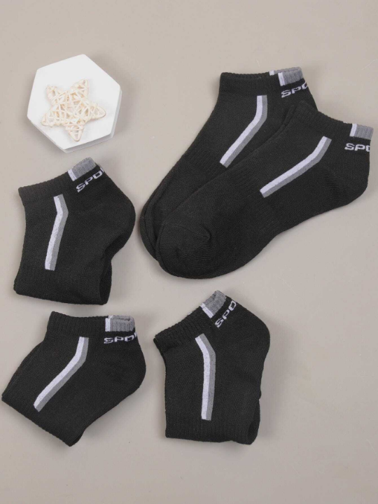 5pairs Thin Black Sweat-absorbent Sports Socks