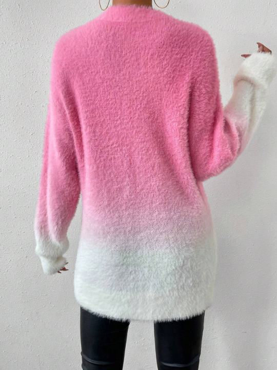 Essnce Ombre Drop Shoulder Fluffy Knit Sweater