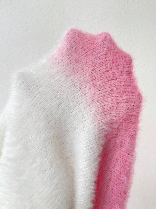 Essnce Ombre Drop Shoulder Fluffy Knit Sweater